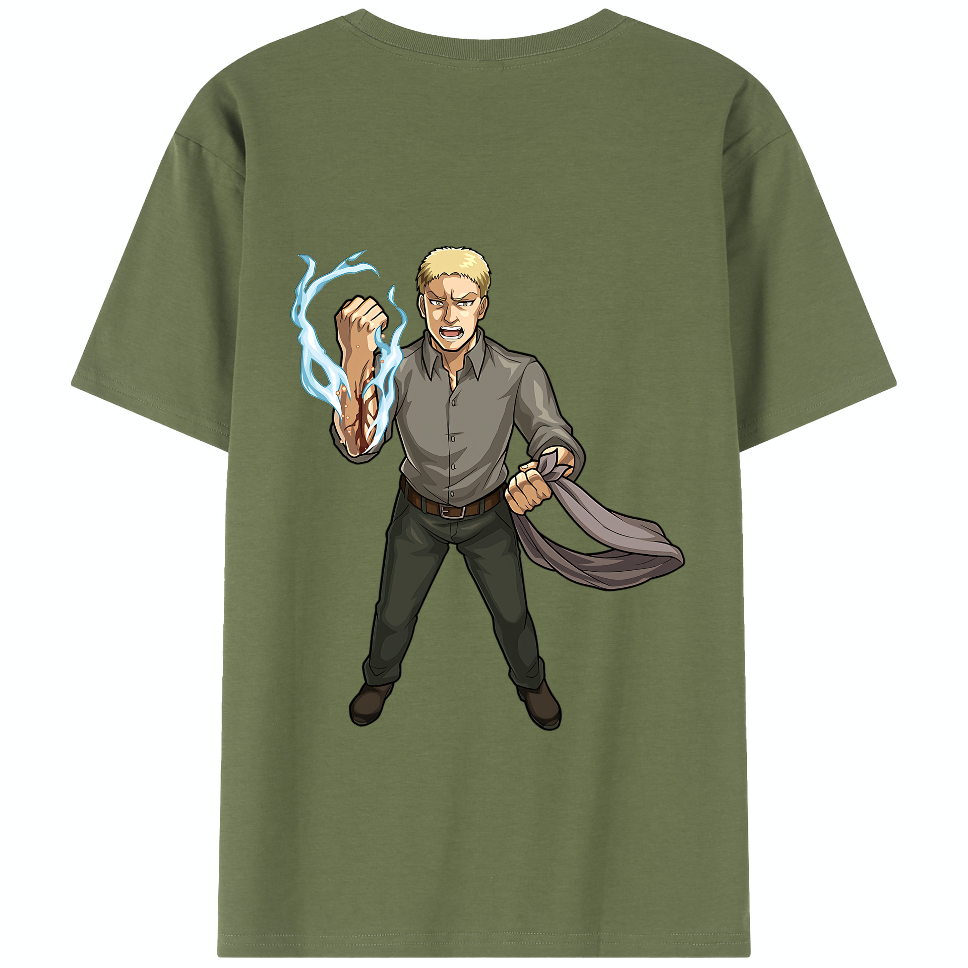 （画像用） 進撃の巨人 ライナー・ブラウン Attack on Titan Reiner Braun 綿100％半袖Tシャツ（背面プリント）